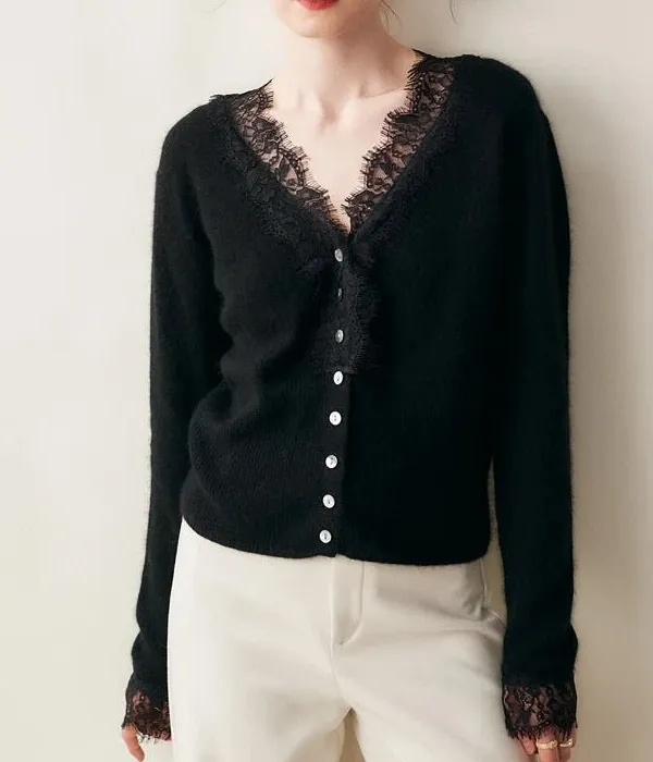 Modern Cashmere Button-Front V-Neck Relaxed-Fit Cardigan