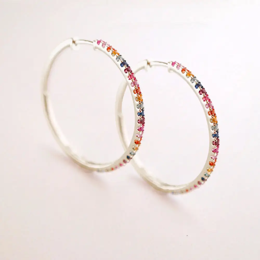Sapphire Rainbow Hoop Earring