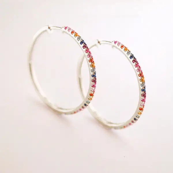 Sapphire Rainbow Hoop Earring