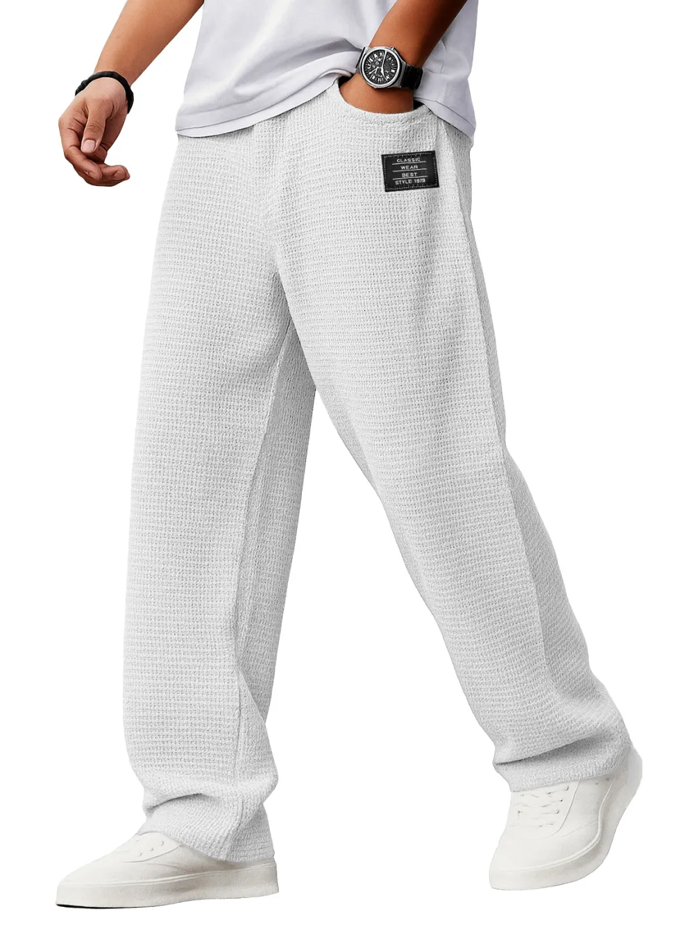 Textured Knit Drawstring Pants