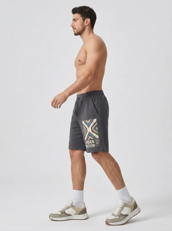 Men's Geometric Drawstring Athletic Relaxed-Fit Printed Sweat Shorts