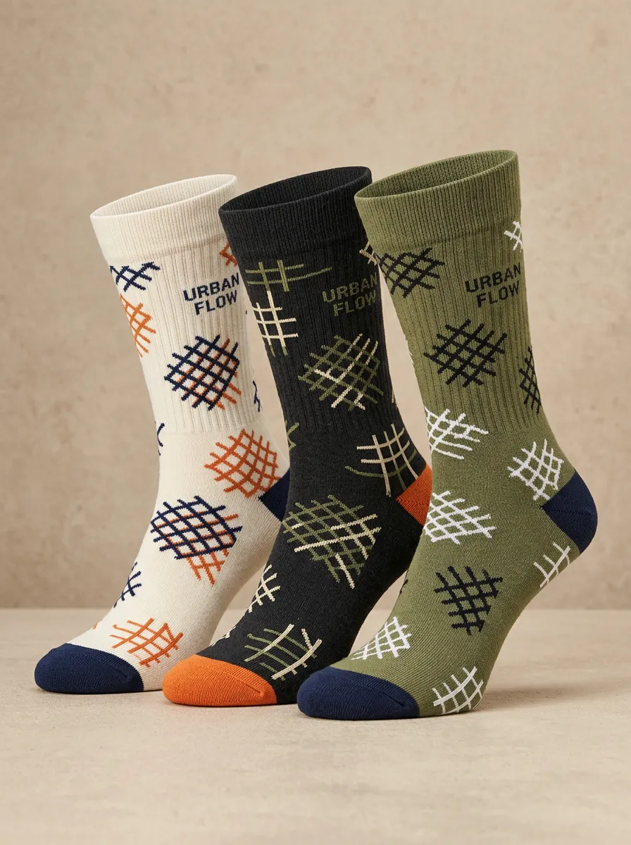 Graphic Grid Casual Sock Set