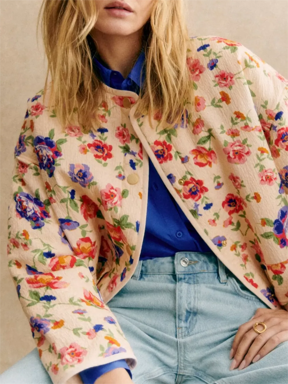 Plants Print Polyester Jacket