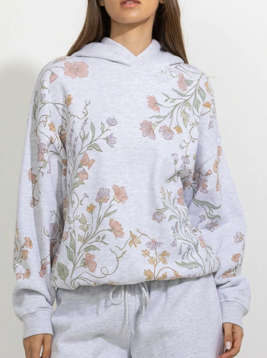Women's Botanical Floral Aesthetic Pastel Printed Hoodie