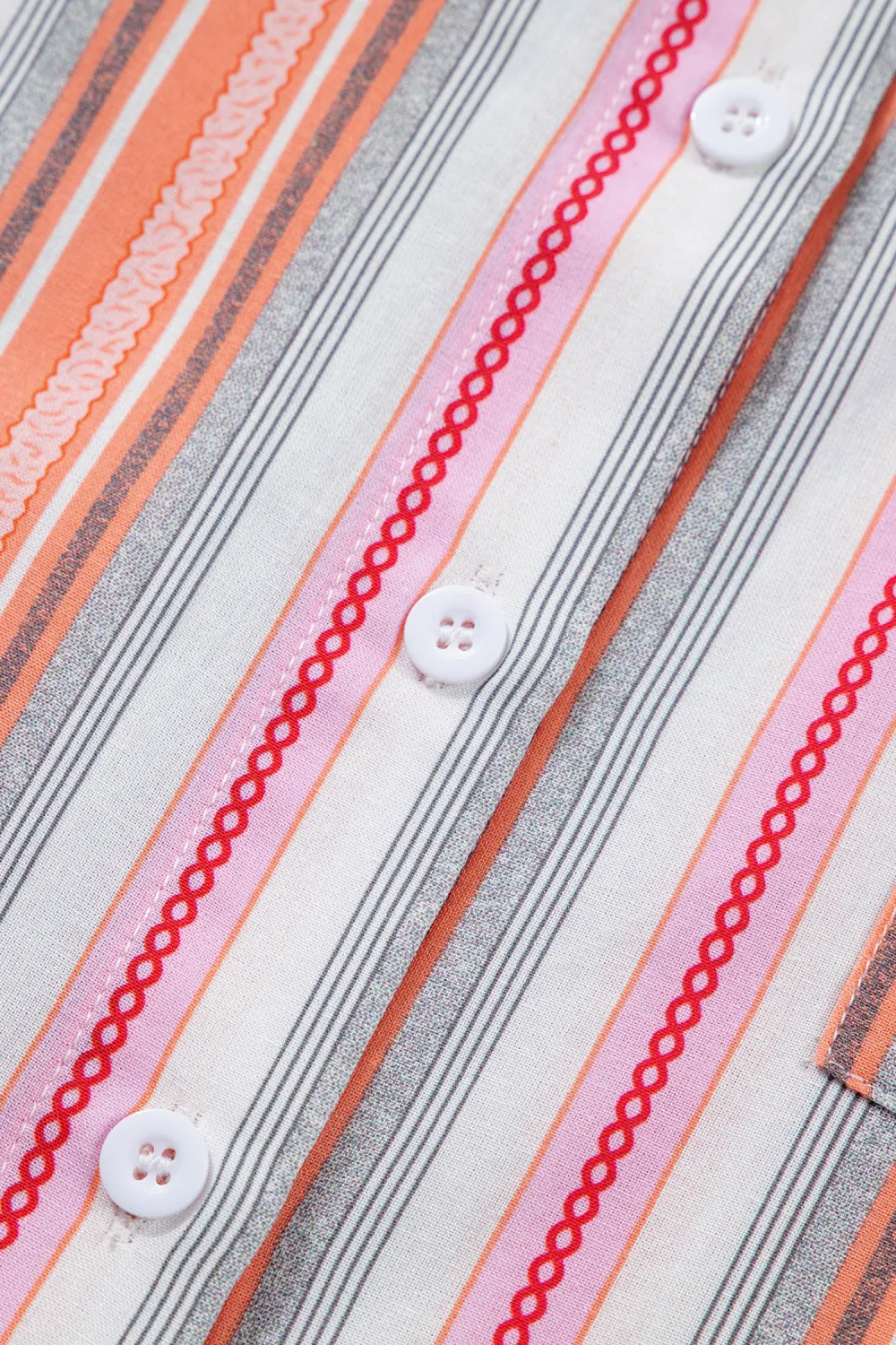 Pink Stripe Button Up Short Sleeve Shirt