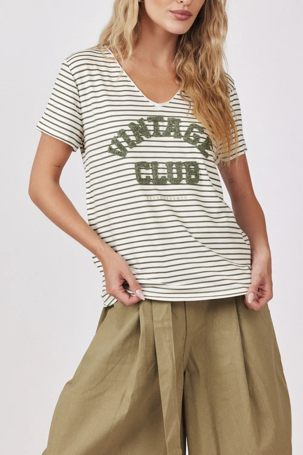 Striped V-Neck T-Shirt