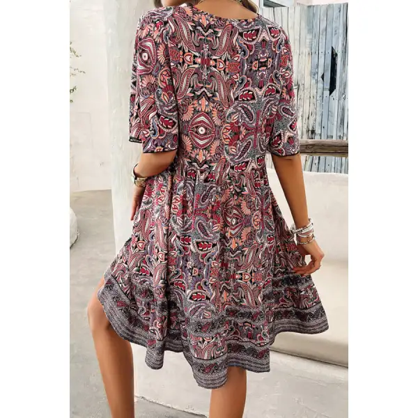 V-Neck Half Sleeve Mini Dress