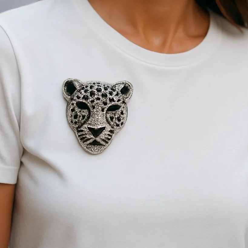 Shining Leopard Animal Brooch