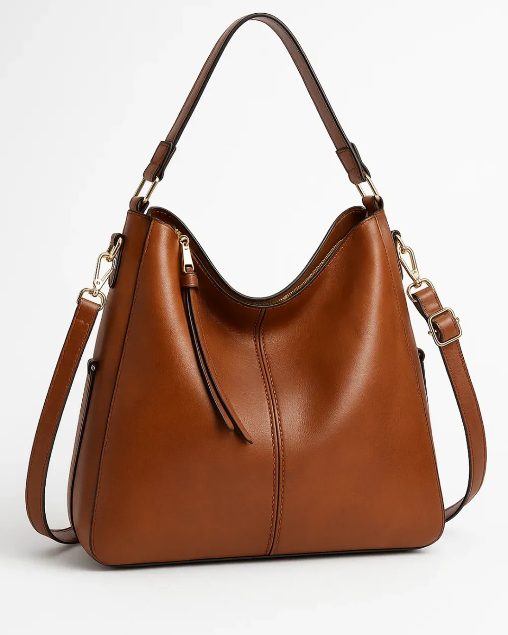 Leather Look Hobo Bag Large Shoulder Handbag Crossbody Strap