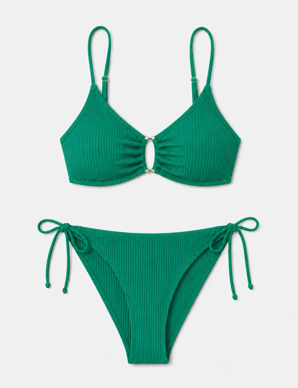 Tone Metal Accents Triangle Bikini Set
