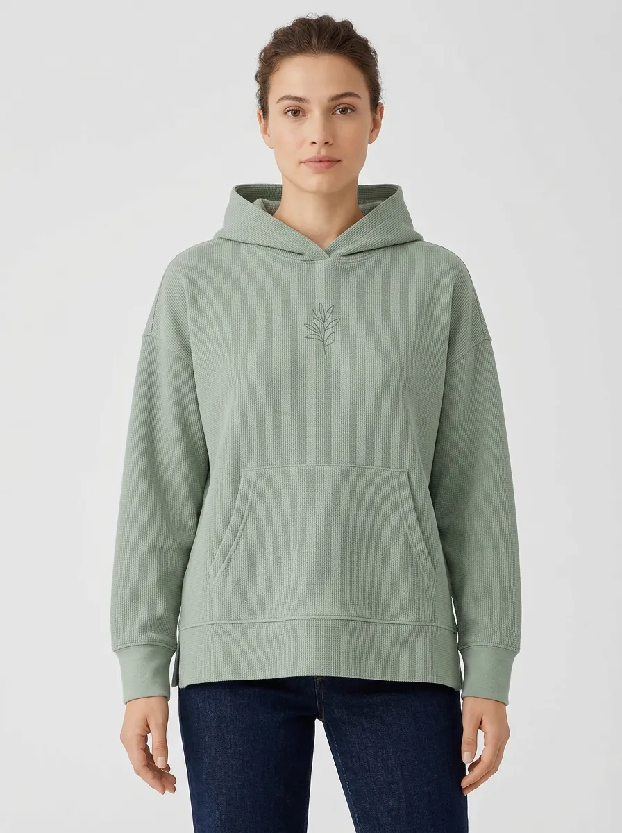 Women's Botanical Leaf Minimal Nature Inspired Graphic Hoodie