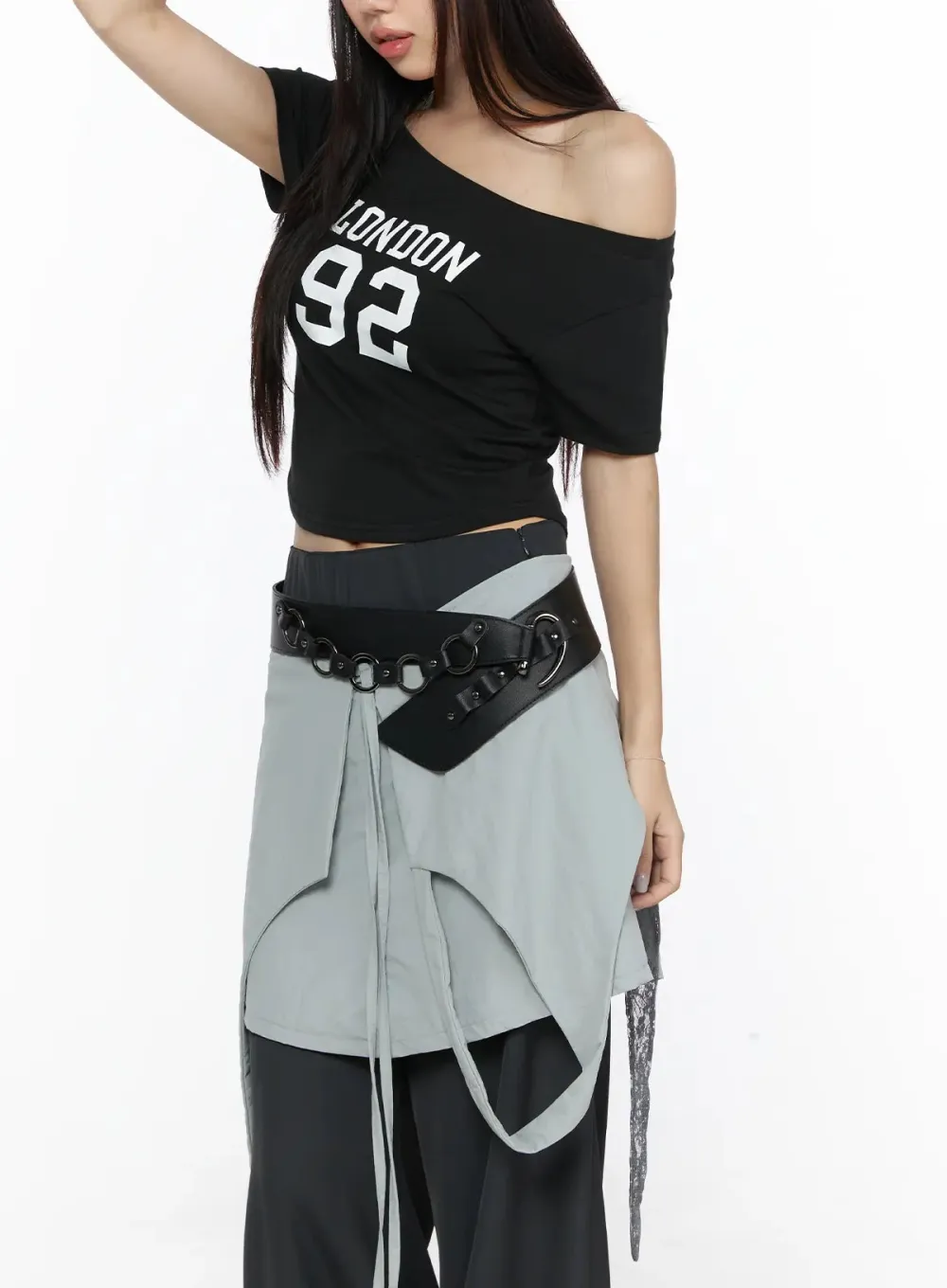 Graphic Off-Shoulder Crop Top