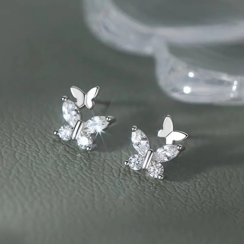 925 Sterling Silver Butterfly Stud Earrings