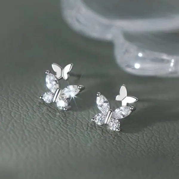 925 Sterling Silver Butterfly Stud Earrings