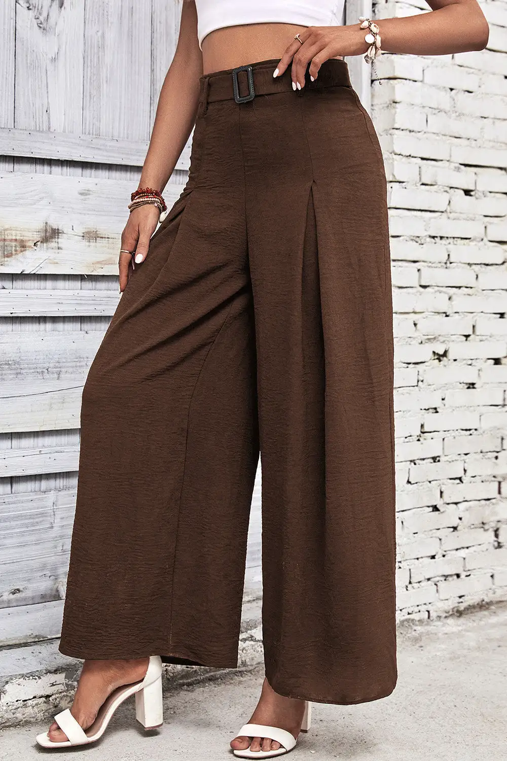 Wide Leg High Waist Ruched Versatile Pants