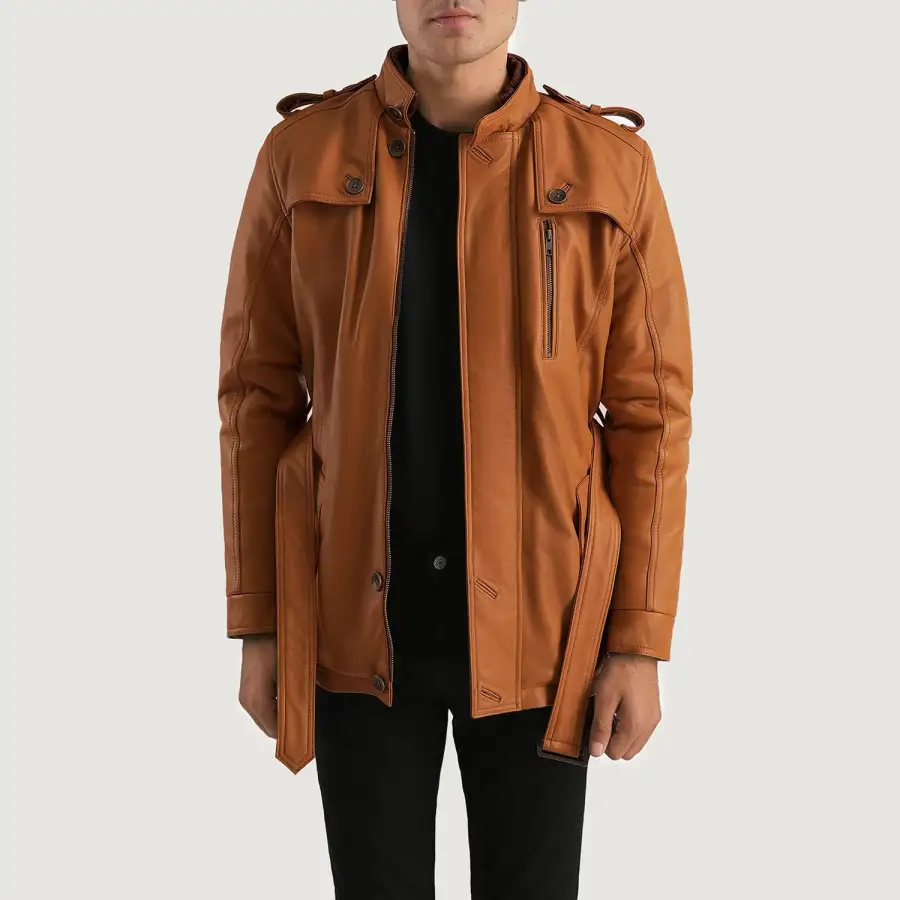 Men's Classic Leather Fur Trim Jacket
