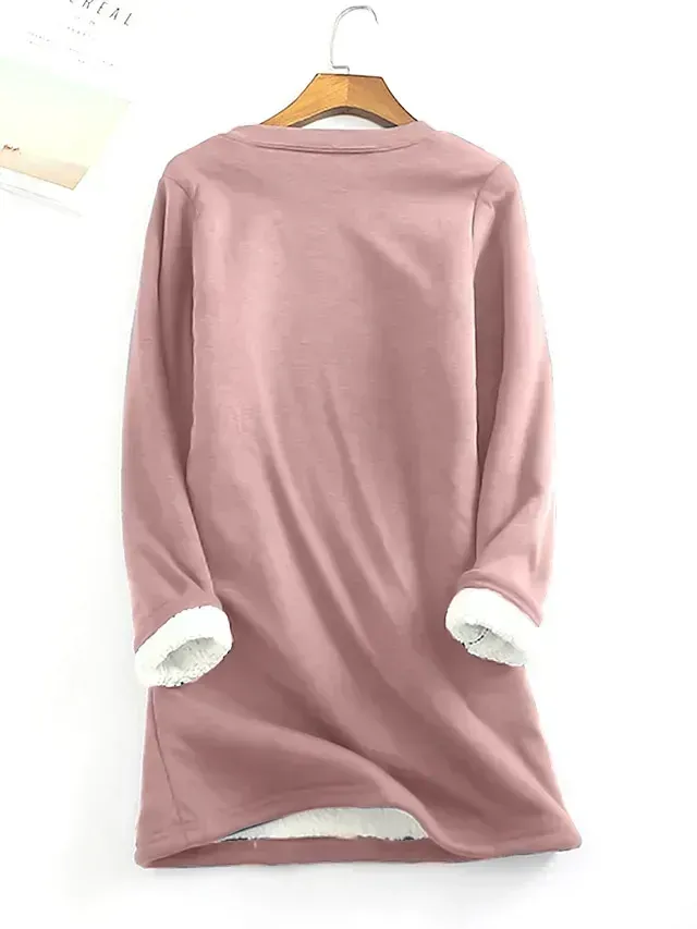 Women's Pajama Top and Pant Letter Warm Comfort Soft Home Daily Bed Fleece Warm Breathable Crew Neck Long Sleeve Pullover Pant Elastic Waist Fall Winter