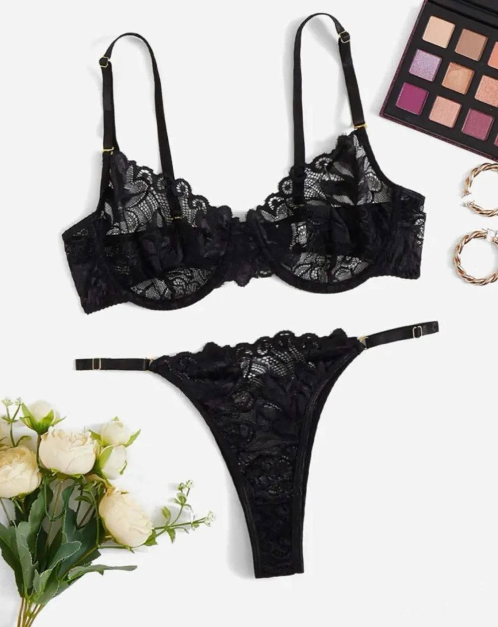 Refined Lace Underwire Lingerie Set