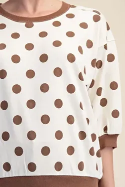 Polka Dot Soft Ribbed Knit Top