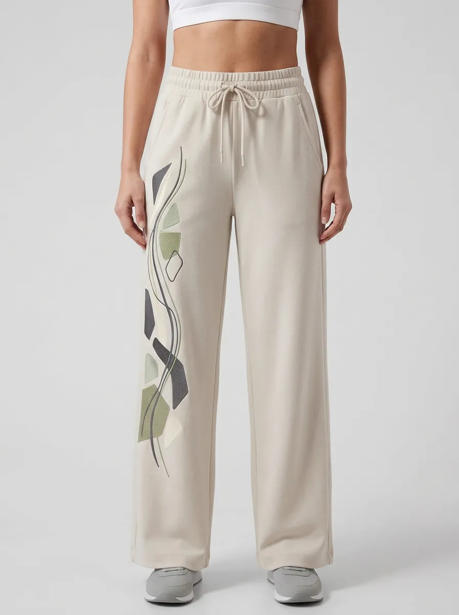 Women's Abstract Geometric Wave Graphic Wide Leg Sweatpants