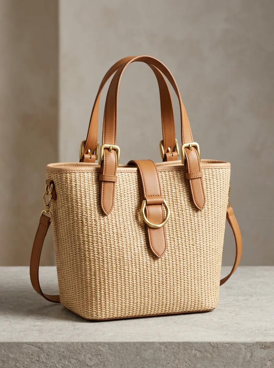 Woven Straw-Style Top-Handle Women's Tote Bag