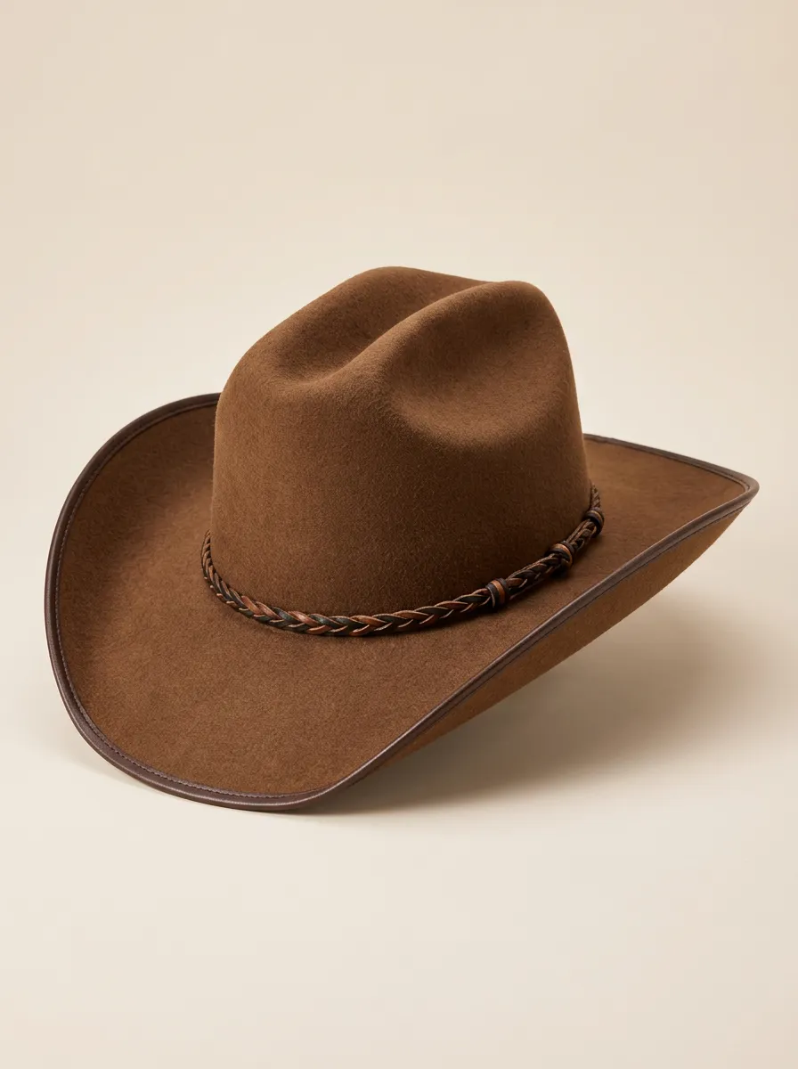 Classic Brown Cowboy Hat with Braided Band