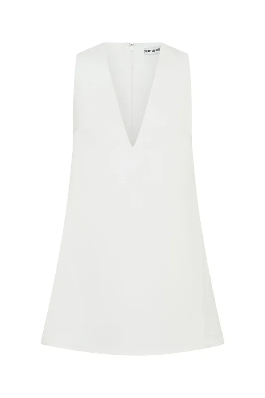 White V-Neck Mini Dress