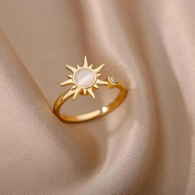Rotating Sun Opal Ring