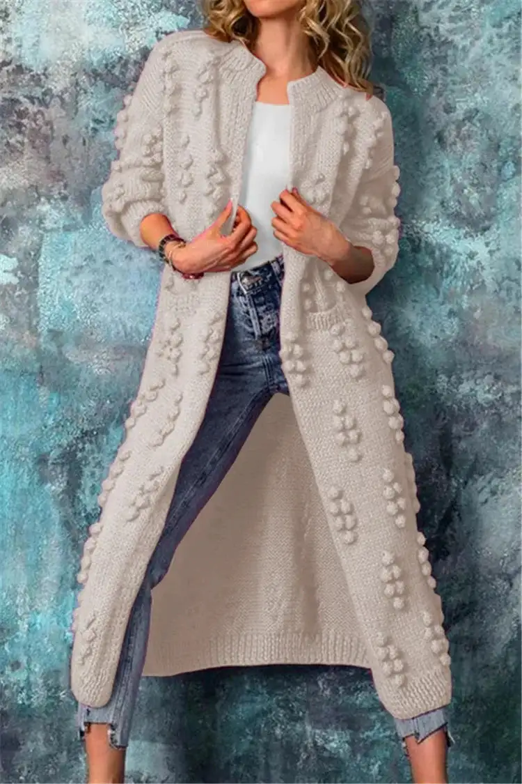 Long Textured Knit Cardigan