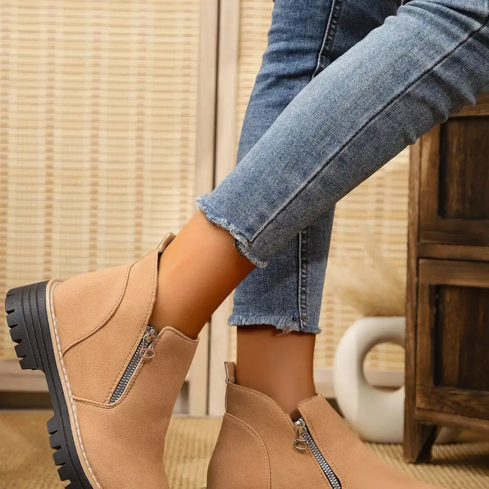 Ankle Boots with Zipper Accent