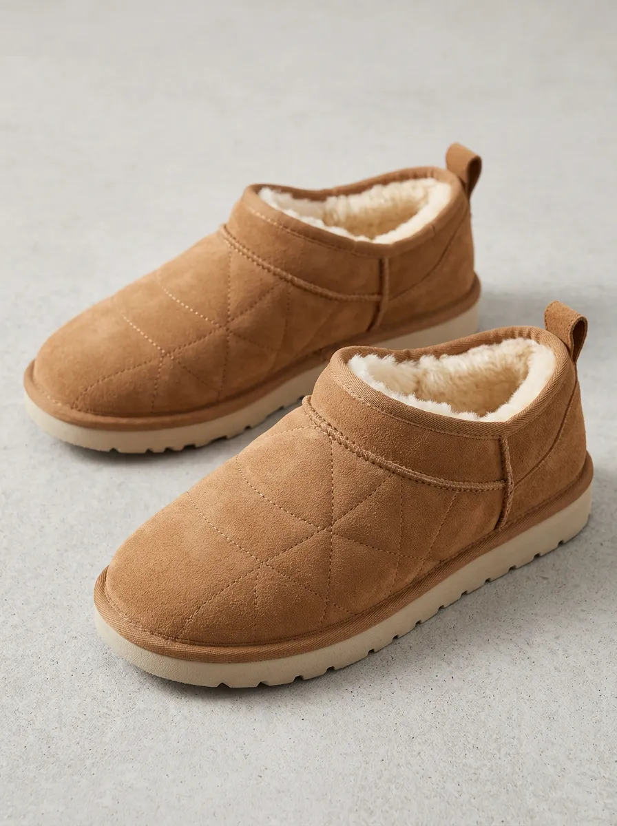 Understated Quilted Suede Look Casual Shoes