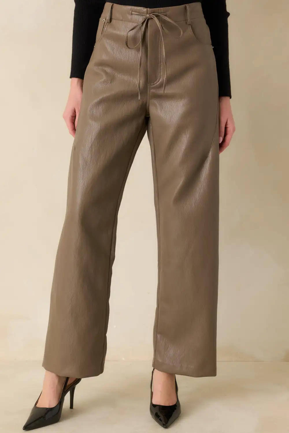 The Mix Light Faux Leather Wide Leg Pants