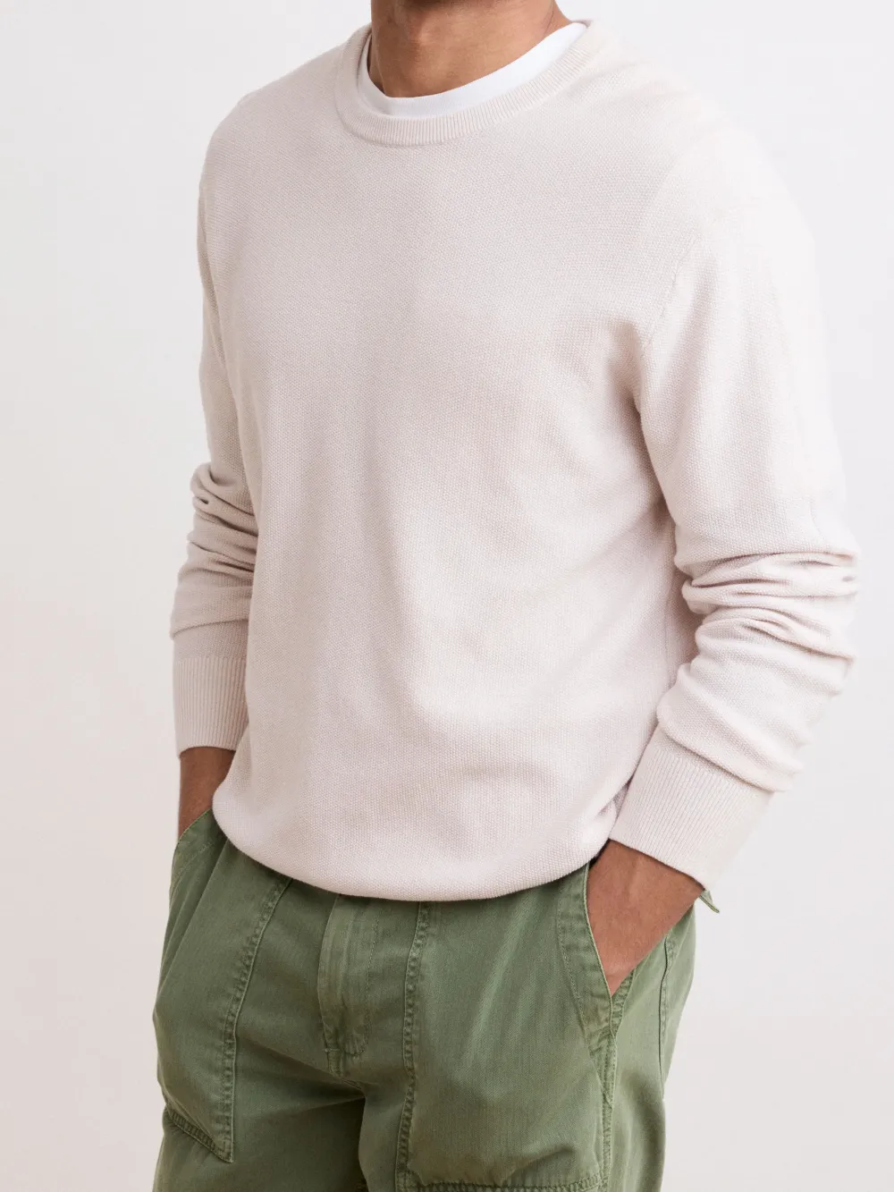 Men's Cement Cotton Crew Neck Sweater
