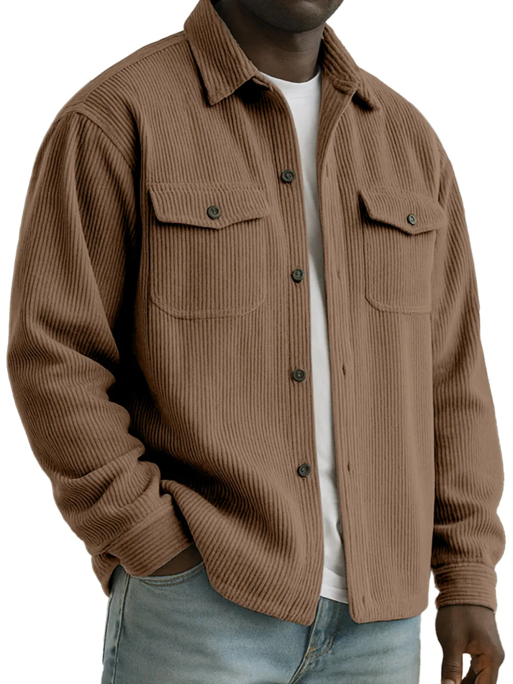 Corduroy Open Collar Jacket