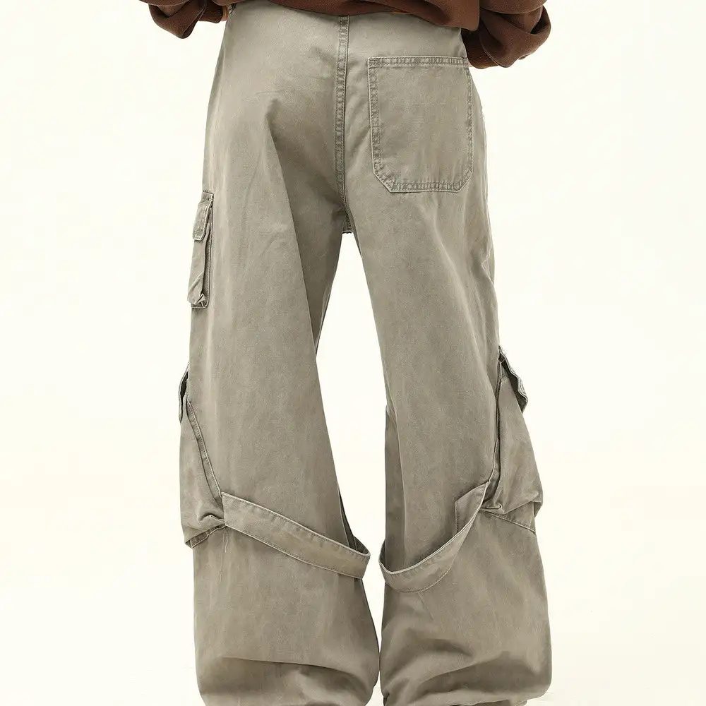 Vintage Wash Wide Leg Cargo Pants