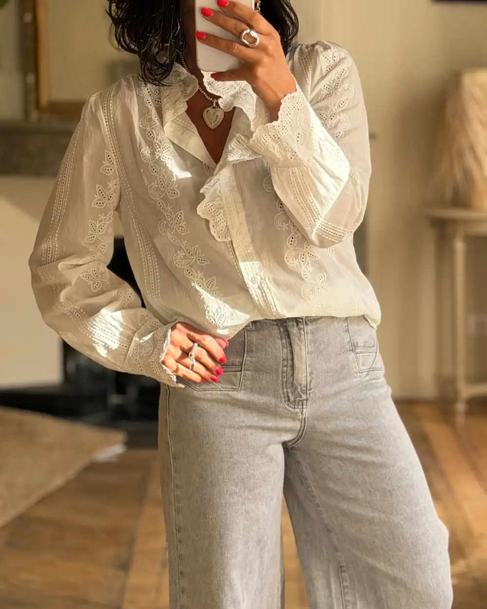 Contemporary Cotton Embroidered Blouse