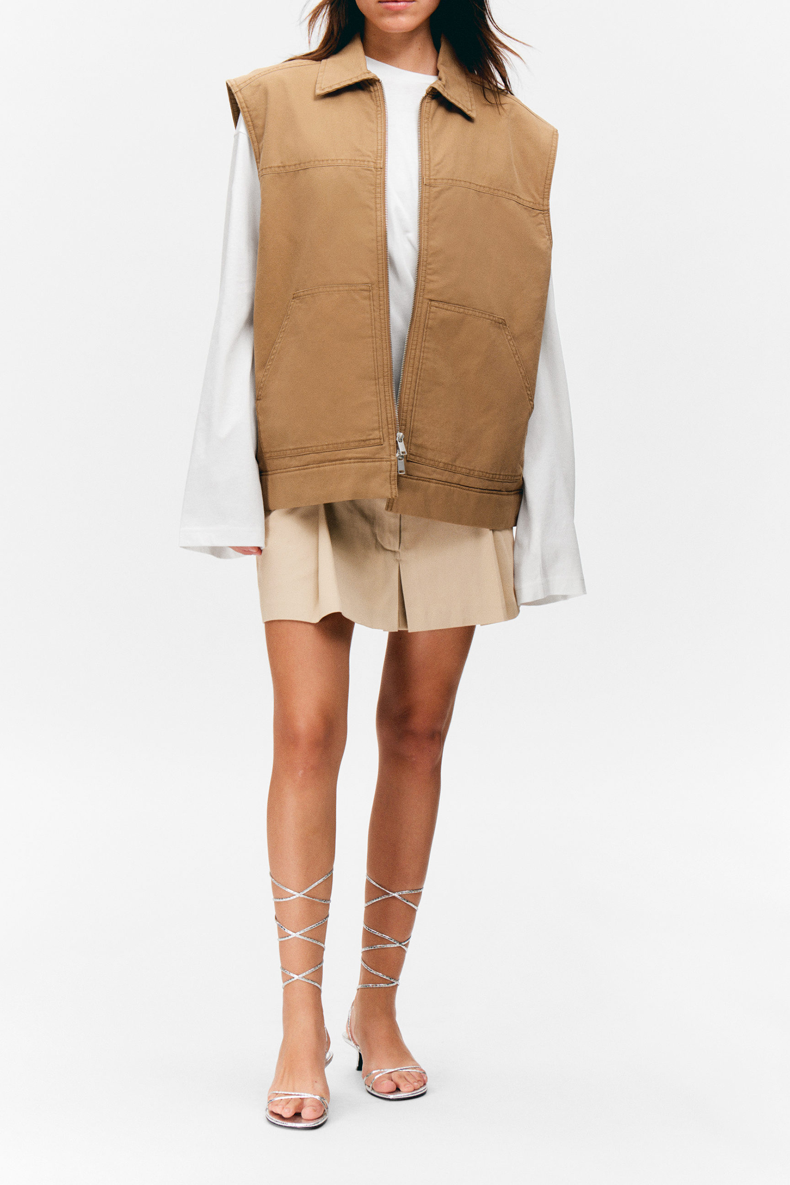 Canvas Zip Up Vest