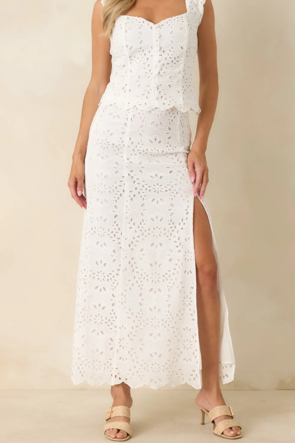 Cotton Eyelet Maxi Skirt