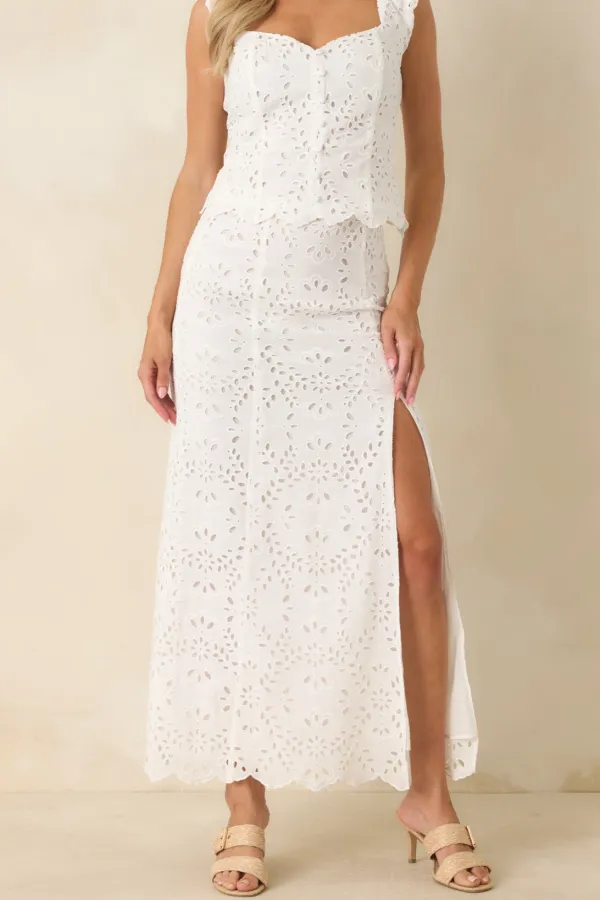 Cotton Eyelet Maxi Skirt