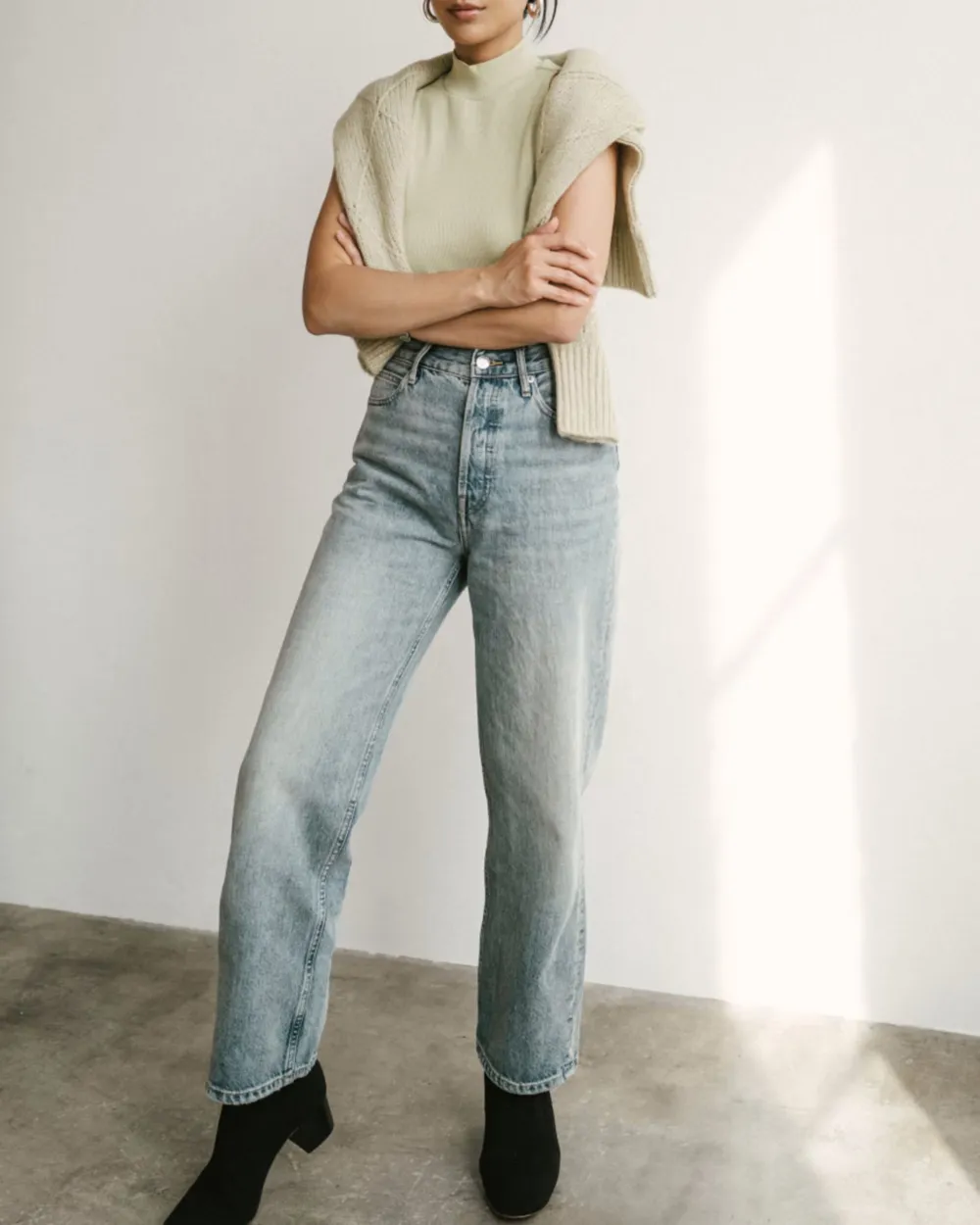 Washed High-Waisted Jeans