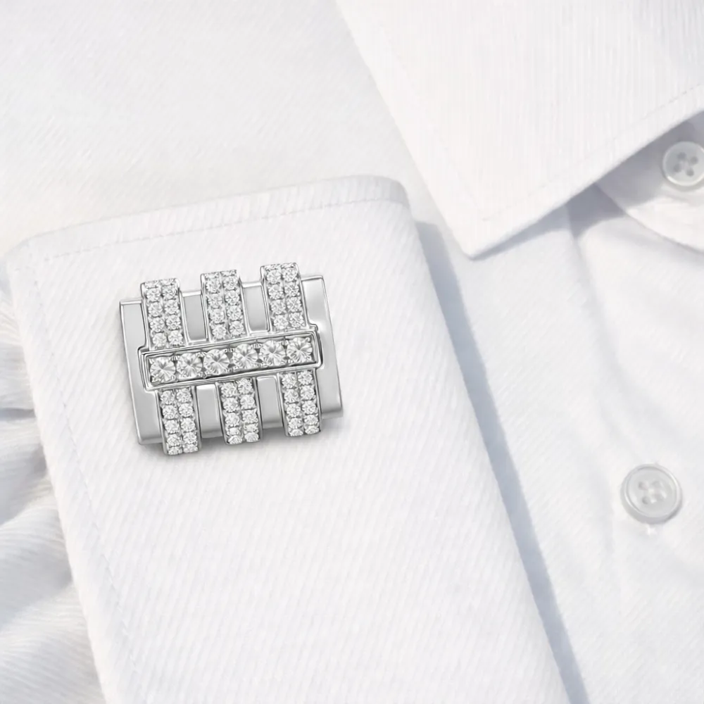 Polished Classic Diamond Cufflinks