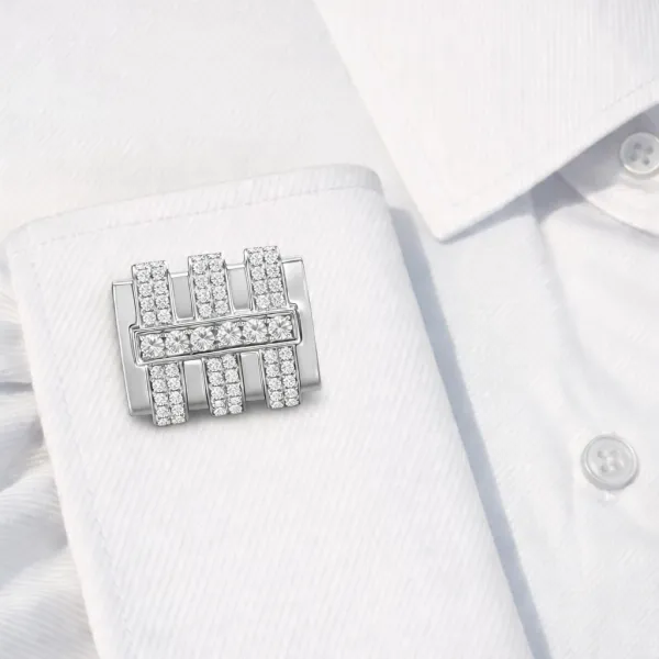 Polished Classic Diamond Cufflinks