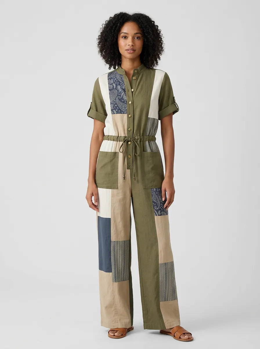 Women's Marin Boho Paisley Patchwork Graphic Jumpsuit