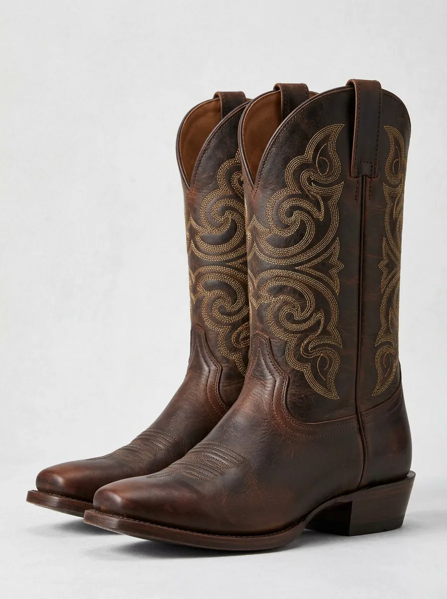Unisex Frontier Heritage Embroidered Range Classic Look Western Cowboy Boots