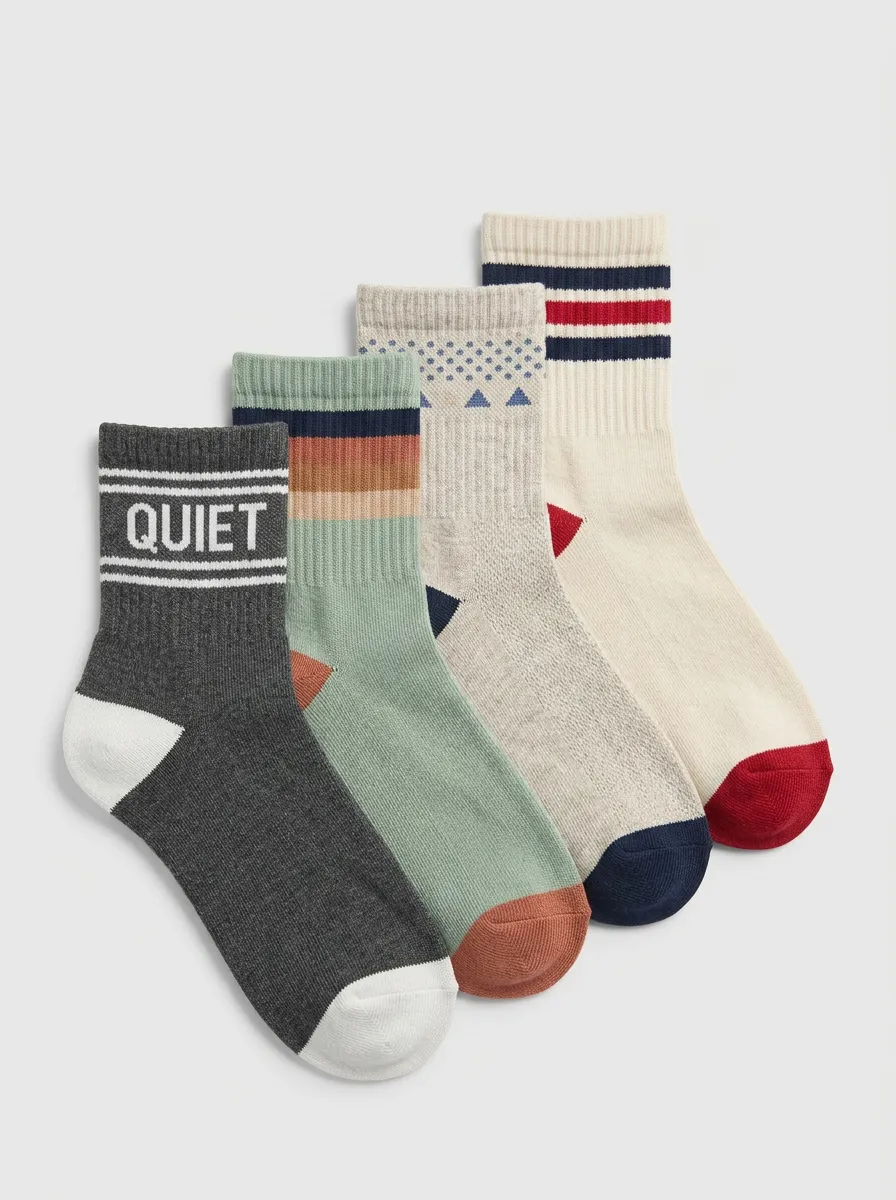 Everyday Striped Vintage-Inspired Men's Four-Pair Long Socks