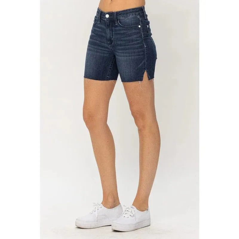 Mid-Length Cutoff Denim Shorts