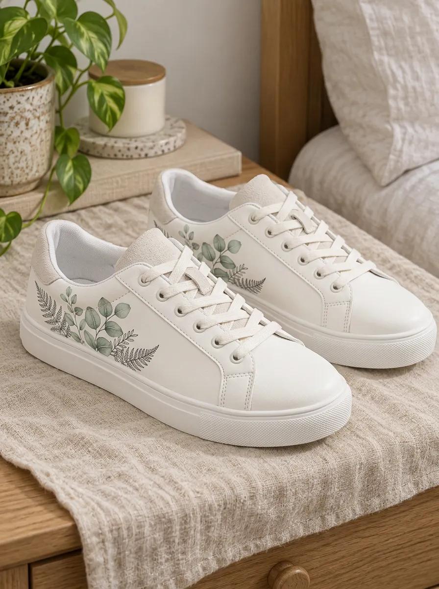 Women's Botanical Eucalyptus Fern Printed Sneakers