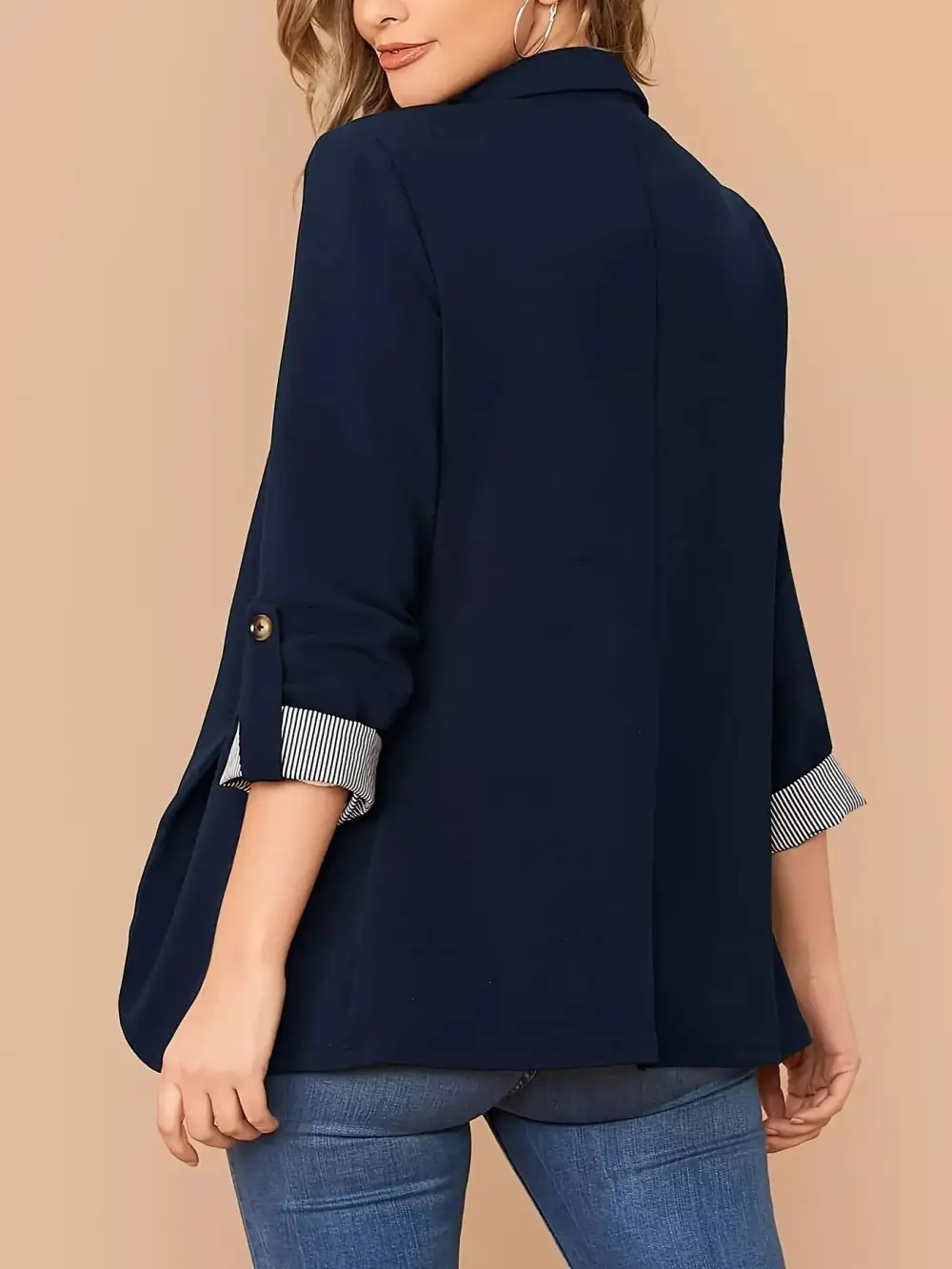 Single-Button Roll-Up-Sleeve Blazer