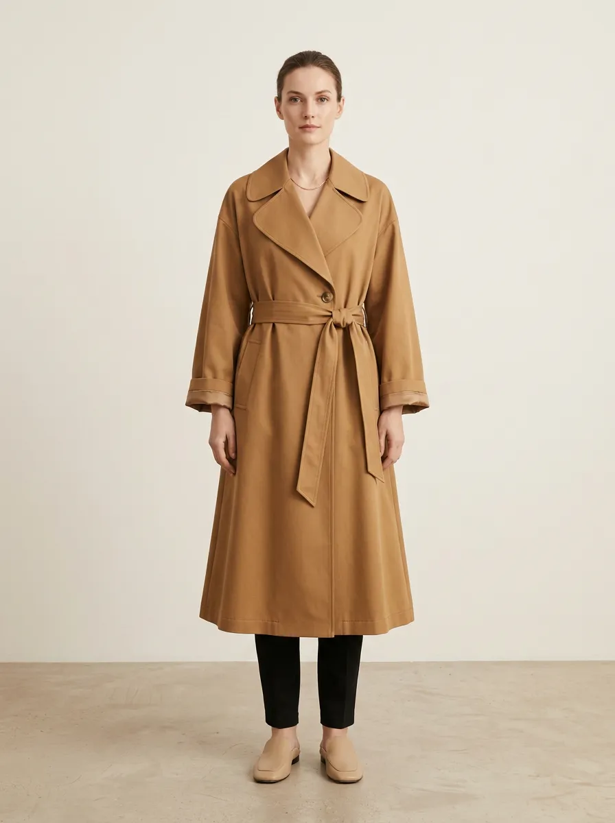 Women's Urban Belted Classic Long Trench Coat