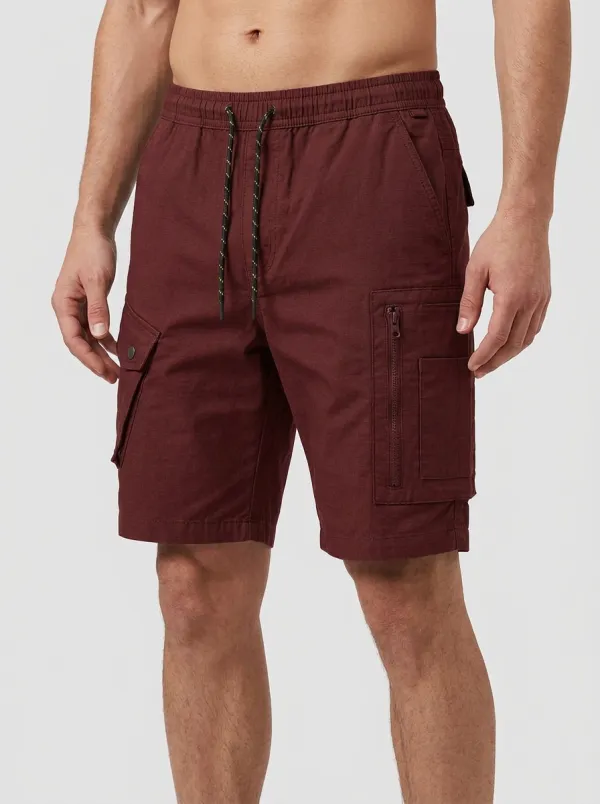 Men's Multi-Pocket Contrast-Panel Cargo Shorts